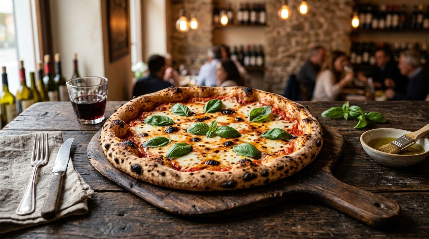 Pizza Margherita aus dem Steinofen
